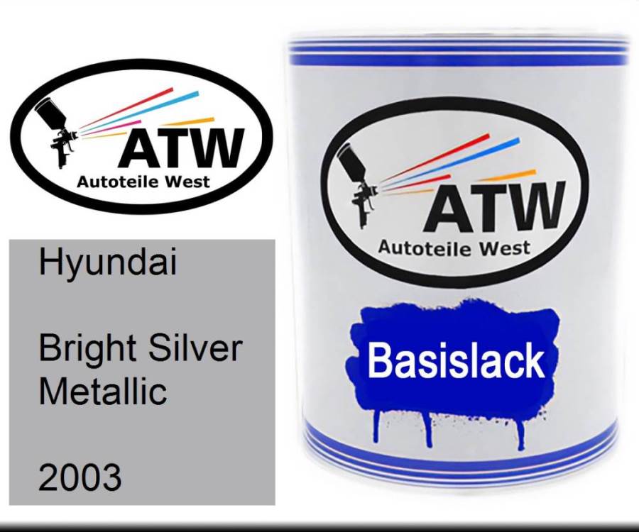 Hyundai, Bright Silver Metallic, 2003: 1L Lackdose, von ATW Autoteile West.